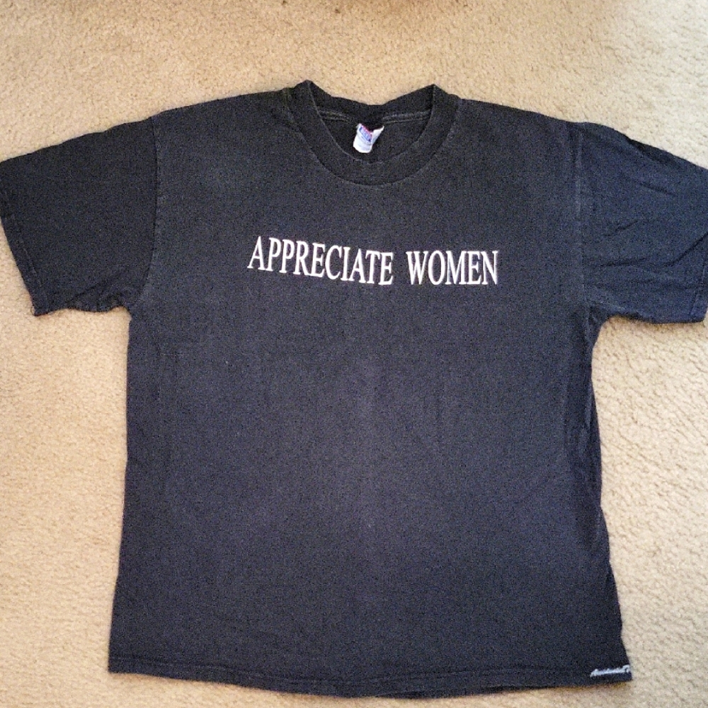 "APPRECIATE WOMEN" Black T-shirt L
